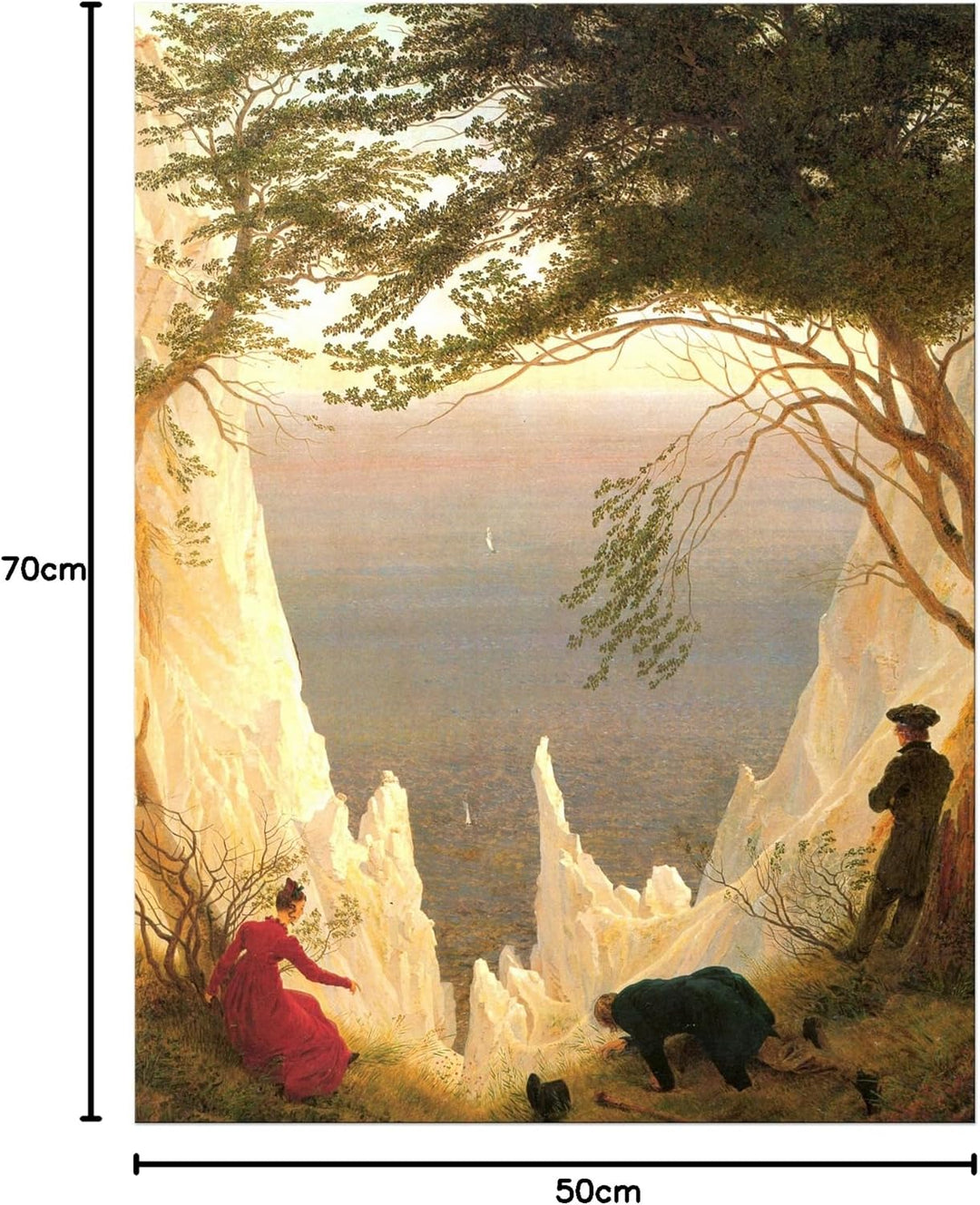 Bilderdepot24 Bild auf Leinwand | Caspar David Friedrich Kreidefelsen auf Rügen in 50x70 cm als Wand