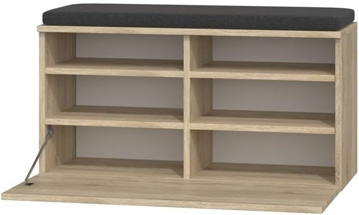 VBChome Schuhschränke mit Sitz 85 x 35 x 46 cm Eiche Sonoma 6 Fächer Schuh-Organizer Griffe Holzähnl