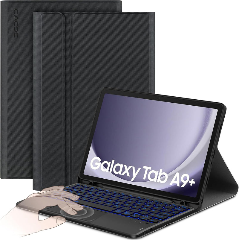 CACOE Hülle Tastatur Kompatibel mit Samsung Galaxy Tab А9+ 2023 11 Zoll Tastatur mit Touchpad, 7-Far