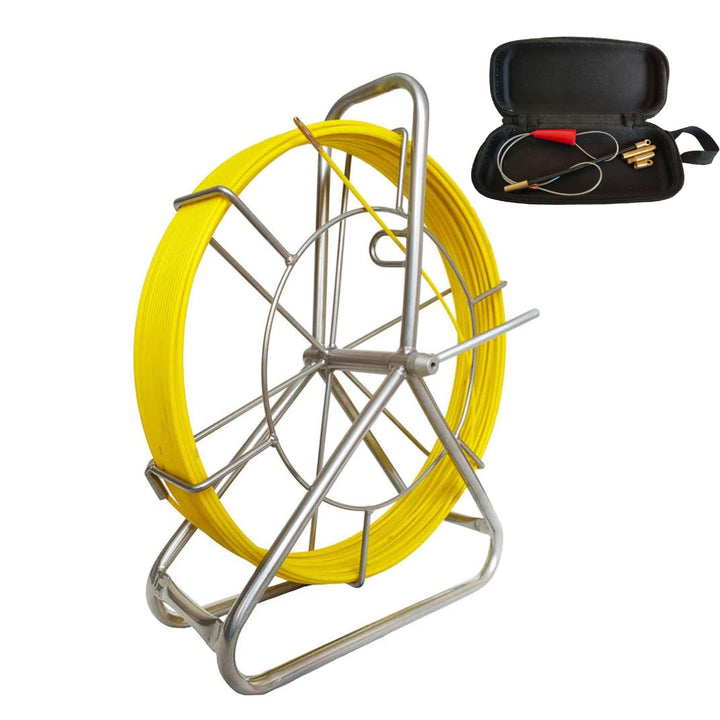 IRSCorp Fiberglas Kabel Rad 100 m Ø 4.5 mm Glasfaserstab inkl. Stahlhaspel Fischband 304 Edelstahl F