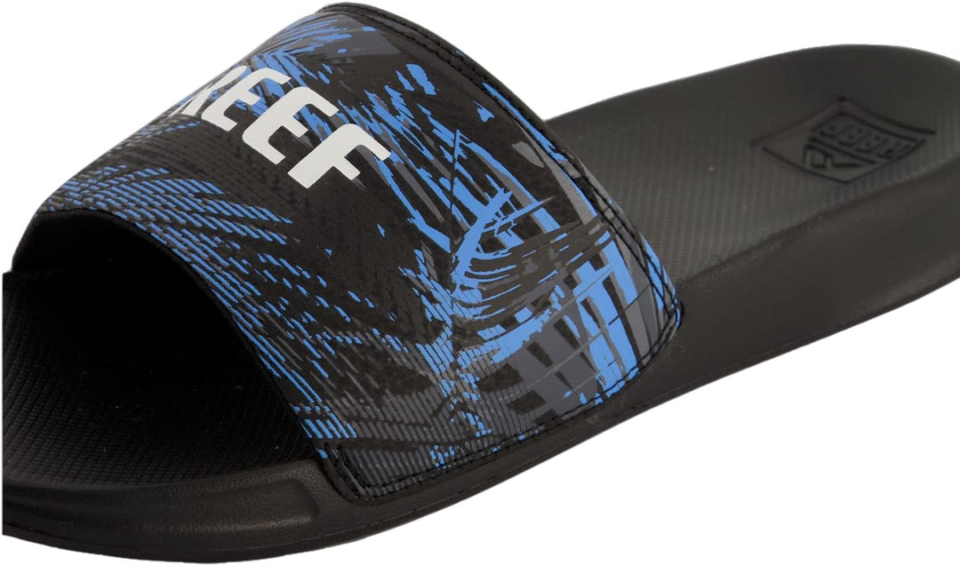 Reef Men's One Slide Flip Flop Sandal Grey Tan 40 EU Black Faded Palm, 40 EU Black Faded Palm