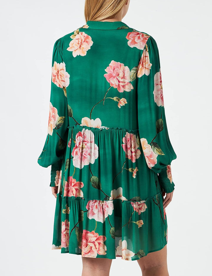 Replay Damen Kleid XS 010 Dark Green/Multicolor, XS 010 Dark Green/Multicolor