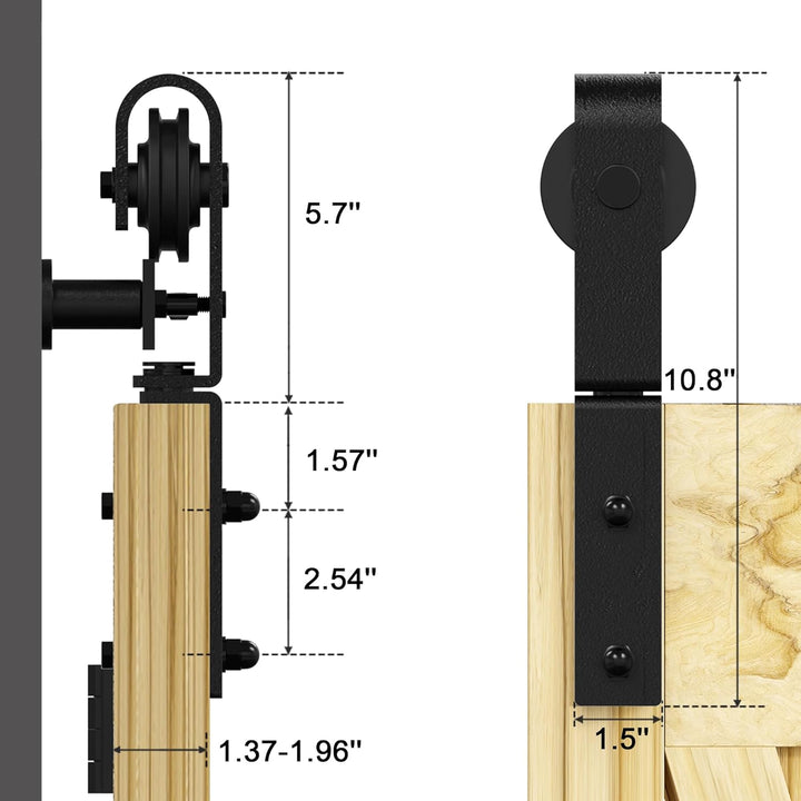 QINAIXQM 76,2 cm / 2,5 FT Bi-Faltschiebetür-Hardware-Kit Schrankschienenrollenzubehör anwendbar für