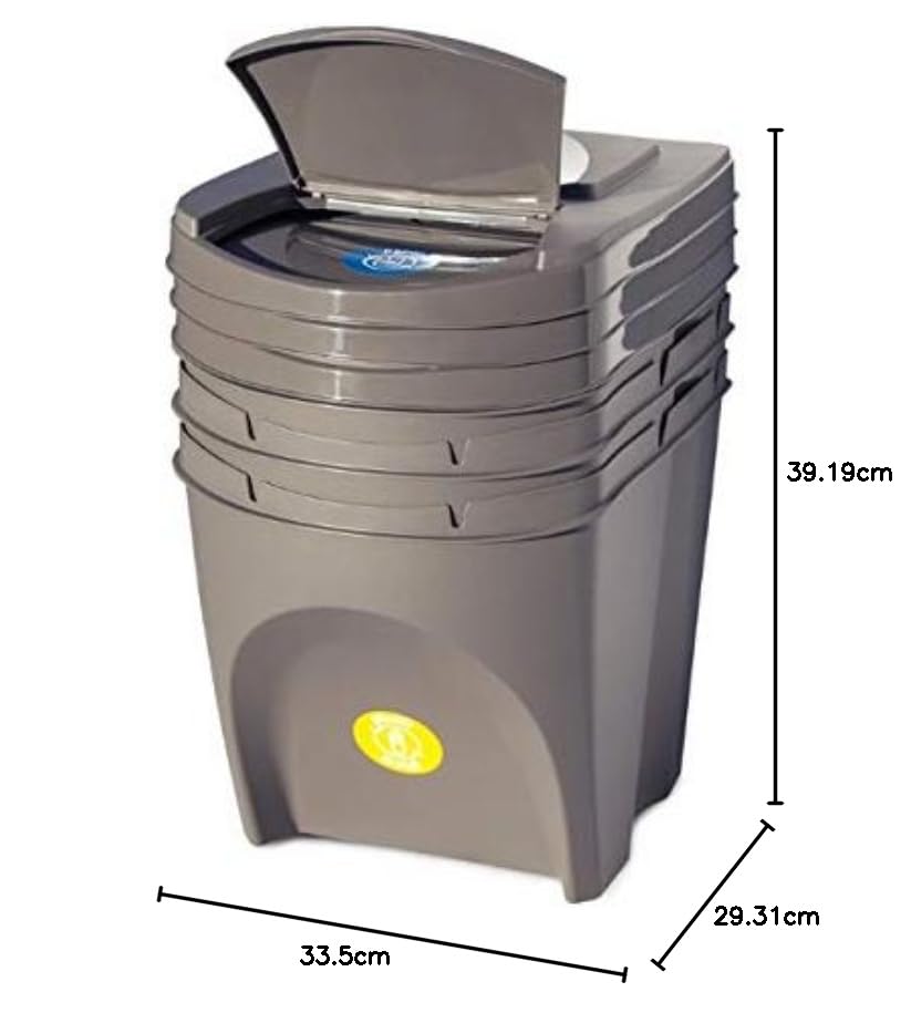 BirnePower Mülleimer Müllbehälter Abfalleimer 75L Set 3 x 25L Mülltrennsystem Behälter Sorti Box mit