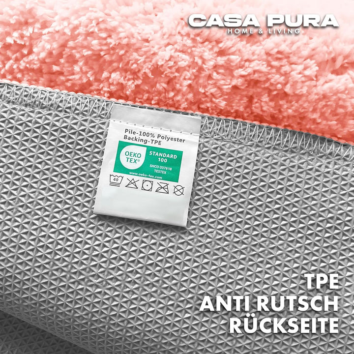 casa pura Badematte Rosa weicher, Flauschiger Badezimmerteppich in Shaggy Optik, Badvorleger rutschf