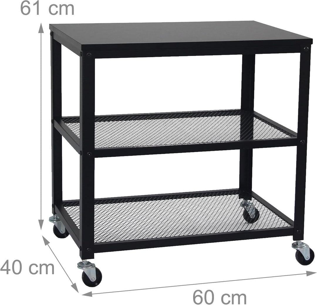 Relaxdays Rollwagen, 3 Ablagen, Küche &amp; Wohnzimmer, H x B x T: 61 x 60 x 40 cm, Beistellwagen mit Ro