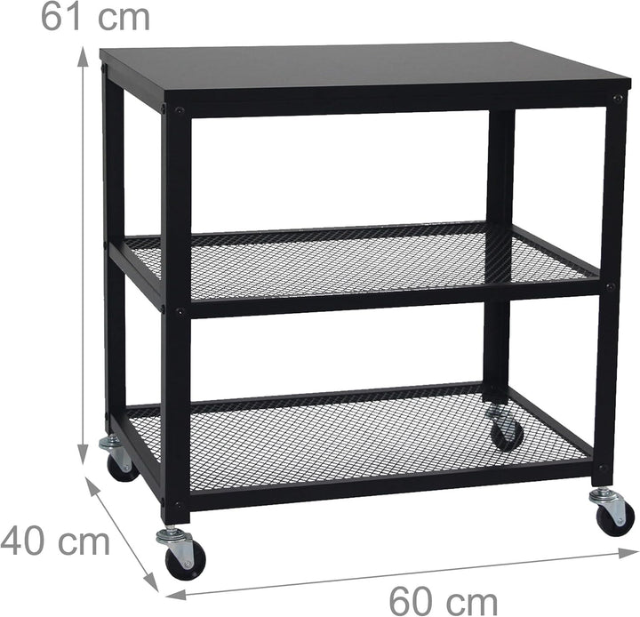 Relaxdays Rollwagen, 3 Ablagen, Küche &amp; Wohnzimmer, H x B x T: 61 x 60 x 40 cm, Beistellwagen mit Ro
