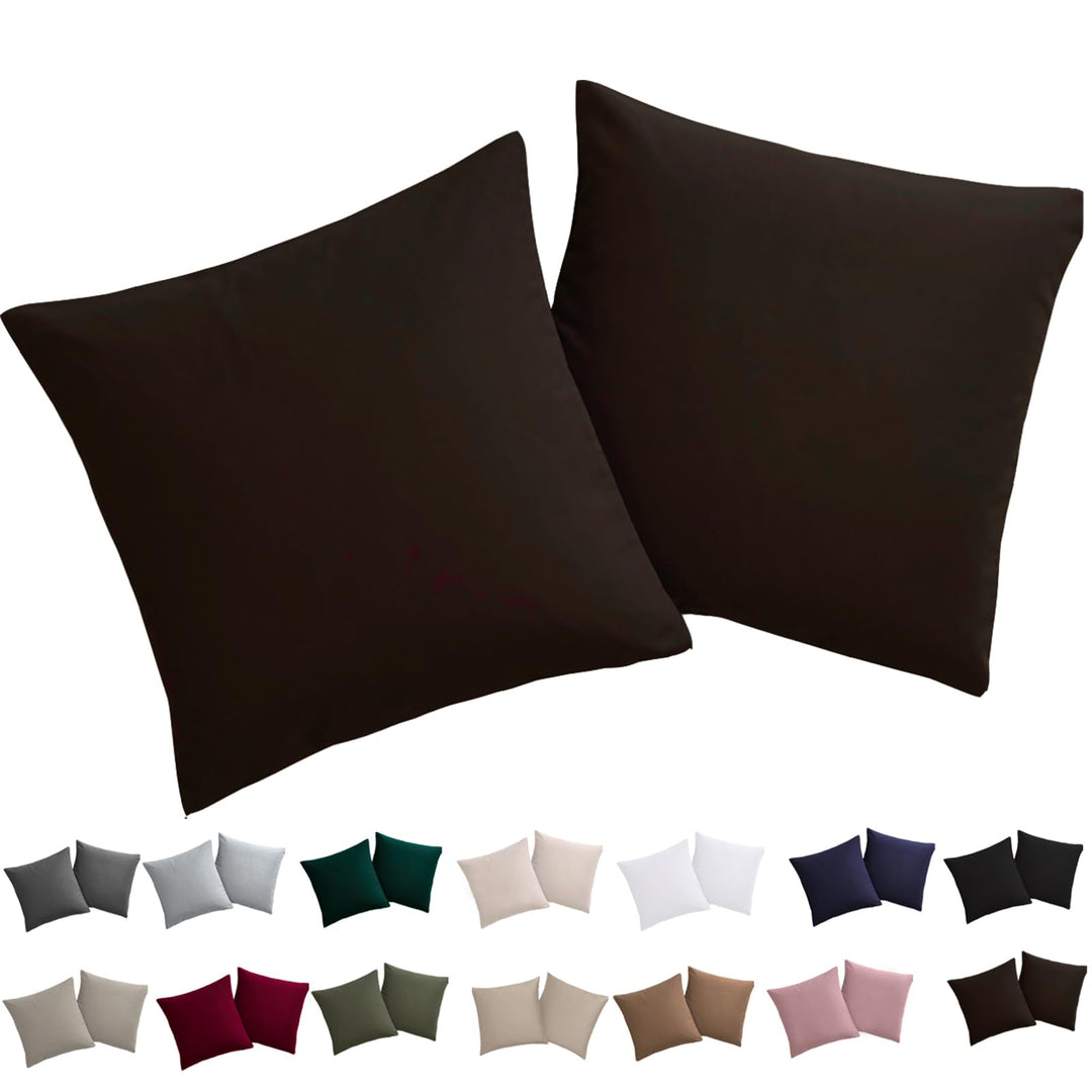 Kissenbezug 80x80 2er Set - Kopfkissenbezug 80 x 80 Braun 100% Mikrofaser bügelfrei & knitterfrei mi