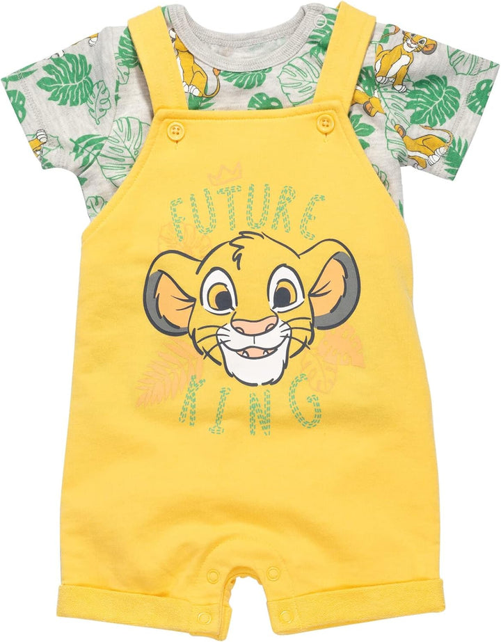 Disney Lion King Simba Baby Boys 3 Piece Outfit Set: Overalls T-Shirt Hat 12 Months