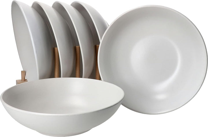 MamboCat White Biata 6x Suppen-Teller I Steingut-Geschirr matt-weiss für 6 Personen - zeitlos-elegan