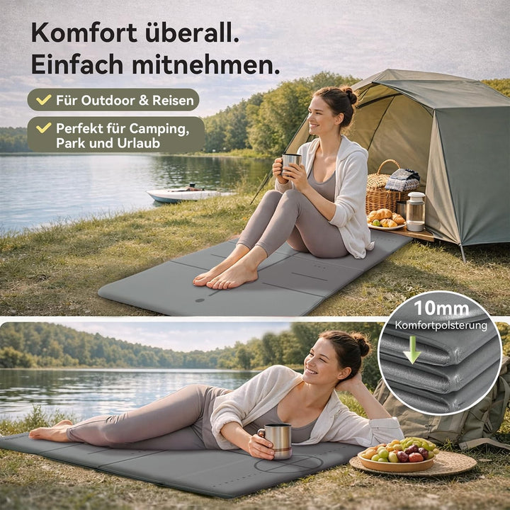 FunLife XXL Yogamatte 190 × 66 cm – 10 mm faltbare Fitnessmatte | Extra dick und rutschfest. Ideal f