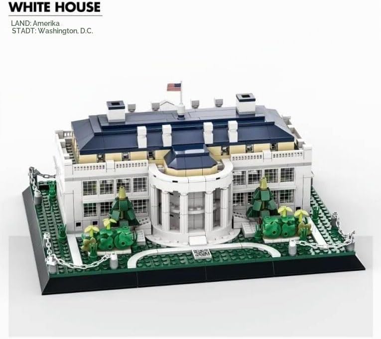 Wange Weisses Haus Washington Architektur-Modell, zur Montage mit mit Bausteinen Weisses Haus, Weiss