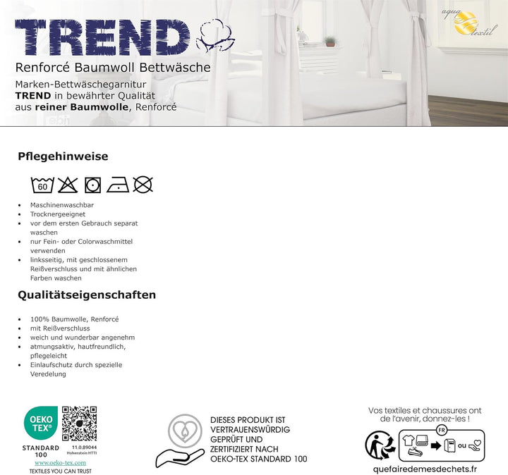 aqua-textil Trend Bettwäsche 155x220 cm 2tlg. Baumwolle Bettbezug Hanaa Streifen Grau Weiss Beige Ha