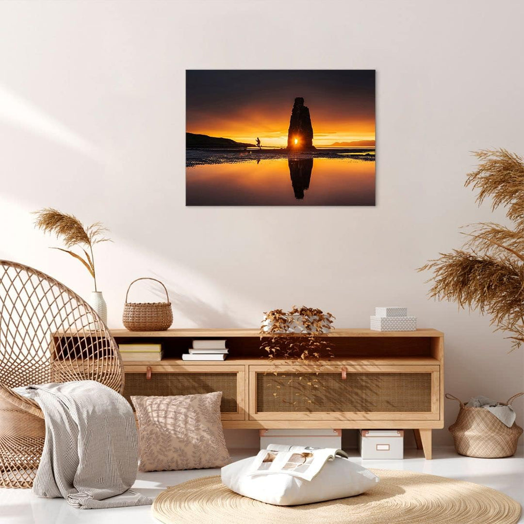 Bilder auf Leinwand Meer Felsen Wasser Leinwandbild mit Rahmen 70x50cm Wandbilder Dekoration Wohnzim