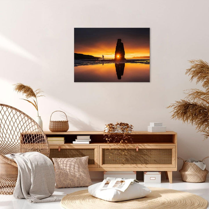 Bilder auf Leinwand Meer Felsen Wasser Leinwandbild mit Rahmen 70x50cm Wandbilder Dekoration Wohnzim