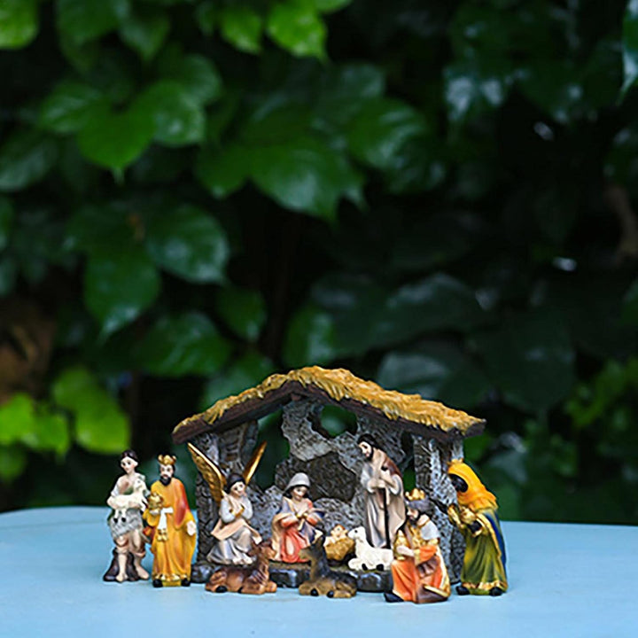 Traditionelle Weihnachtskrippe Set, Harz Krippenfiguren Set, Weihnachtskrippe Figuren Tischkrippen,