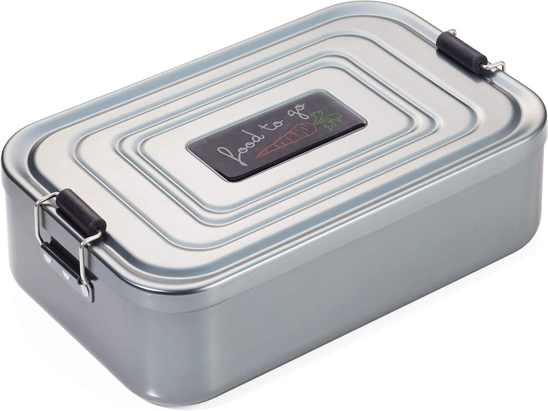 TROIKA Lunchbox XL mit Bügelverschluss Aluminium Titanfarben, Grösse: 14,7cm x 23,6cm x 7,2cm, BOX80