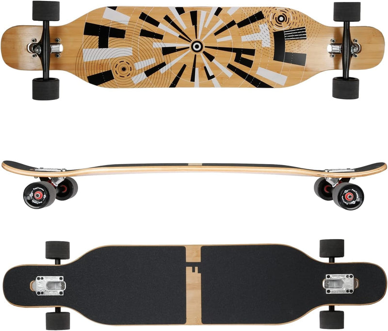 FunTomia Longboard mit 3 Flex Stufen Drop Through Cruiser Komplettboard Mach1 Speed Kugellager T-Too