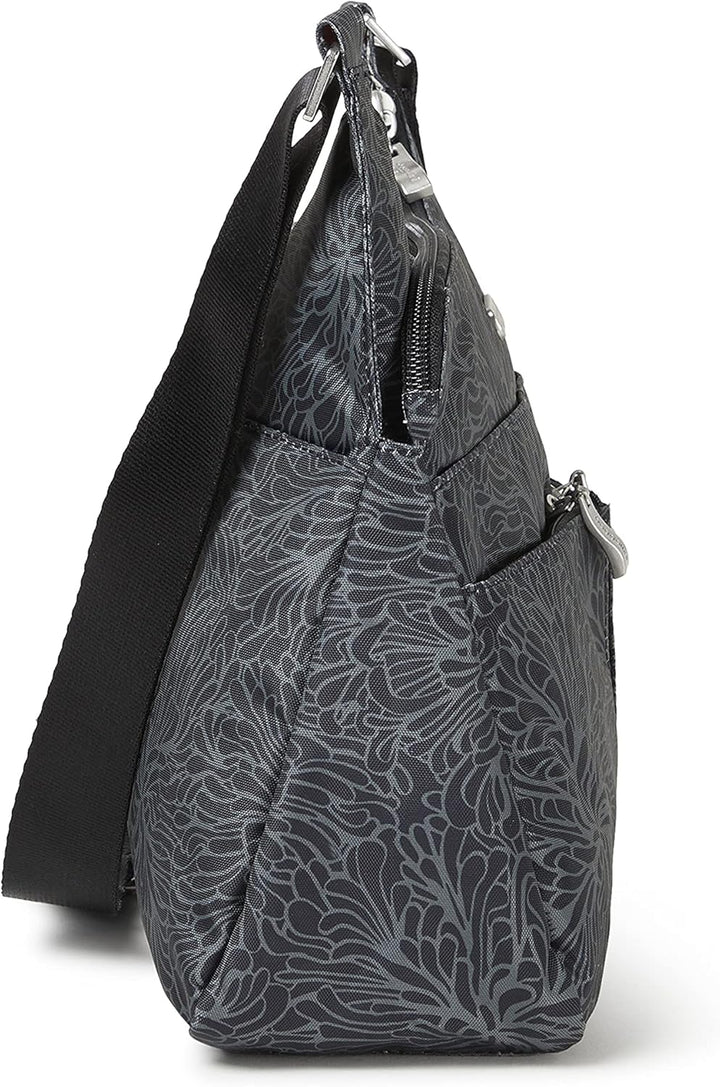 Baggallini Cross-Over-Crossbody-Tasche – leicht, wasserabweisend Midnight Blossom, Midnight Blossom