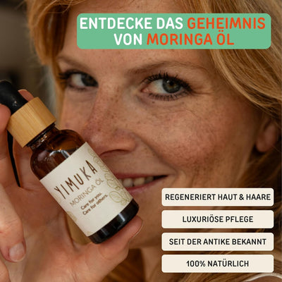 YIMUKA 100% Reines Moringa Öl 100ml - Veganes Hautpflegeöl - Unraffiniert & Nachhaltig - Perfekte Fe