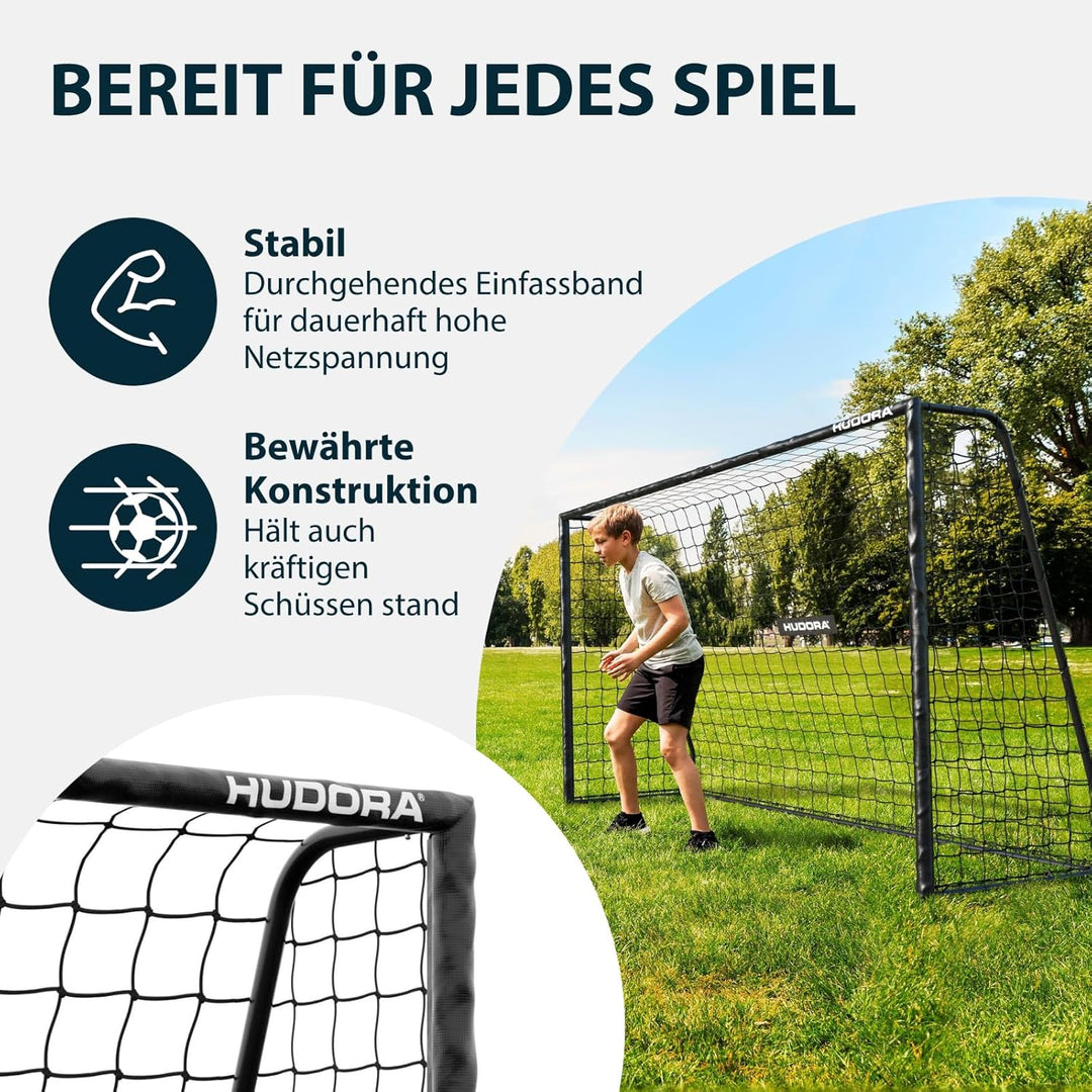 HUDORA Fussballtor Pro Tect Lite – Garten Fussballtor mit Pfosten-Polsterung für den Outdoor Einsatz