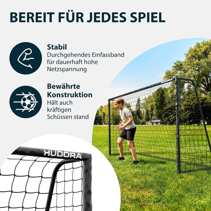 HUDORA Fussballtor Pro Tect Lite – Garten Fussballtor mit Pfosten-Polsterung für den Outdoor Einsatz