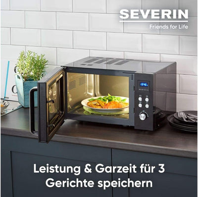 SEVERIN Solo Mikrowelle, Mikrowellengerät zum Auftauen, Garen und Erhitzen, Mikrowelle mit Drehtelle