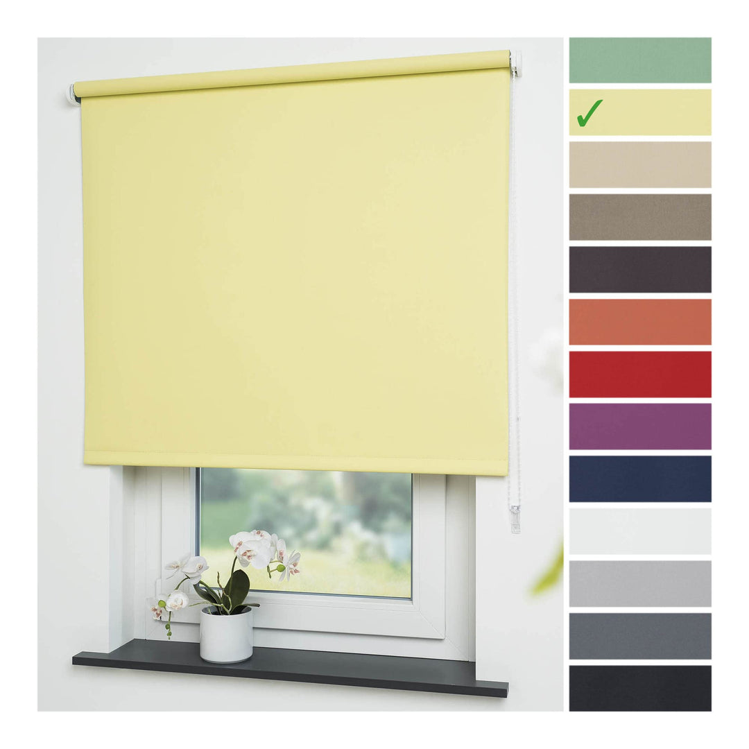 Liedeco® Rollo, Fenster Rollo, Kettenzug-Rollo / 122 x 180 cm (Breite x Höhe), gelb/Verdunkelnd, Abd
