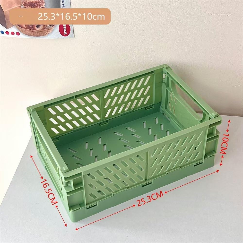 4 Stück Grün Klappbox 25×16×10cm,Klappkiste Körbe Aufbewahrung Zusammenklappbarer Tragbar Aufbewahru