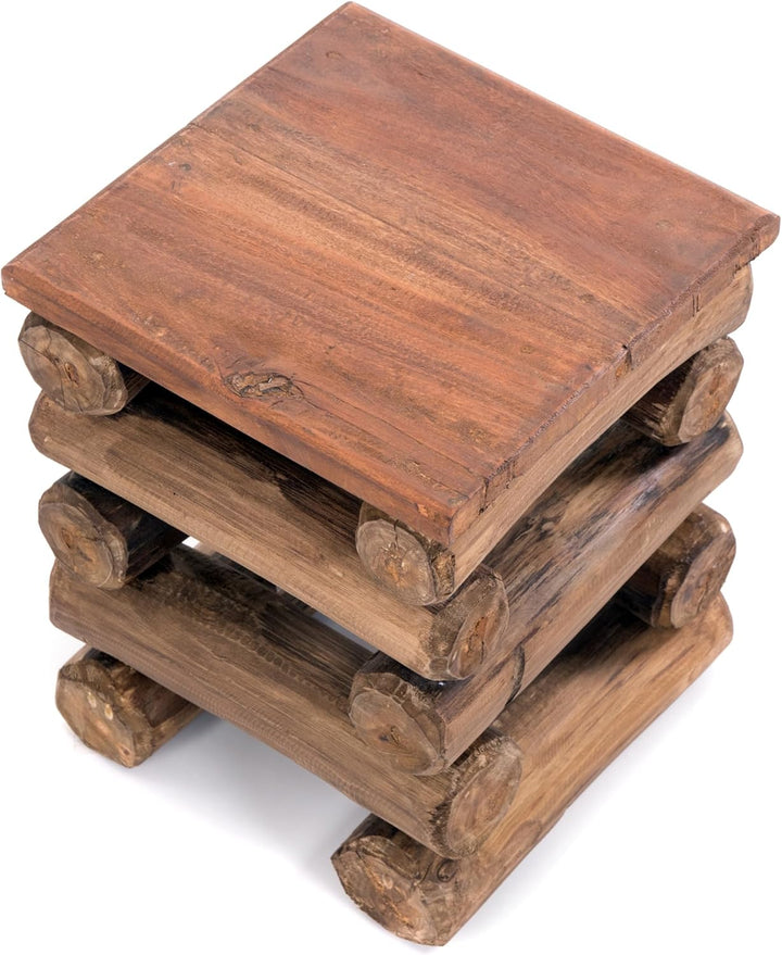 DESIGN DELIGHTS TEAKHOLZ HOCKER Block 38 | 30x30x39cm (BxTxH), Teak Altholz | Massivholz Sitzhocker,