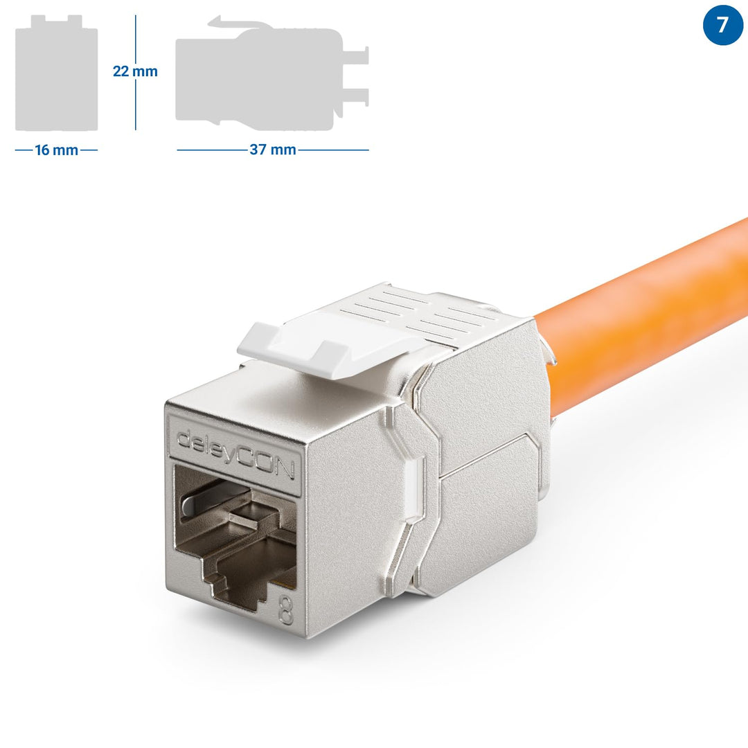 deleyCON 8x CAT 8 Keystone Jack Modul Patchkabel Netzwerkkabel Optimal für CAT8 CAT7 CAT7a Verlegeka