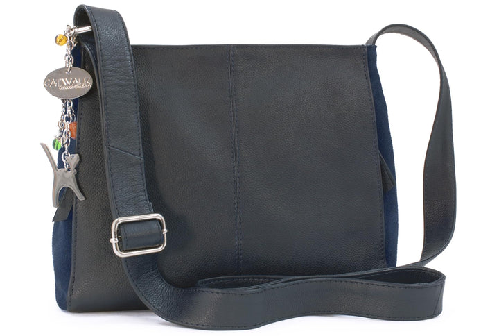 Catwalk Collection Handbags - Damen Umhängetasche Mittelgross - Crossbody Bag - Leder und Wildleder