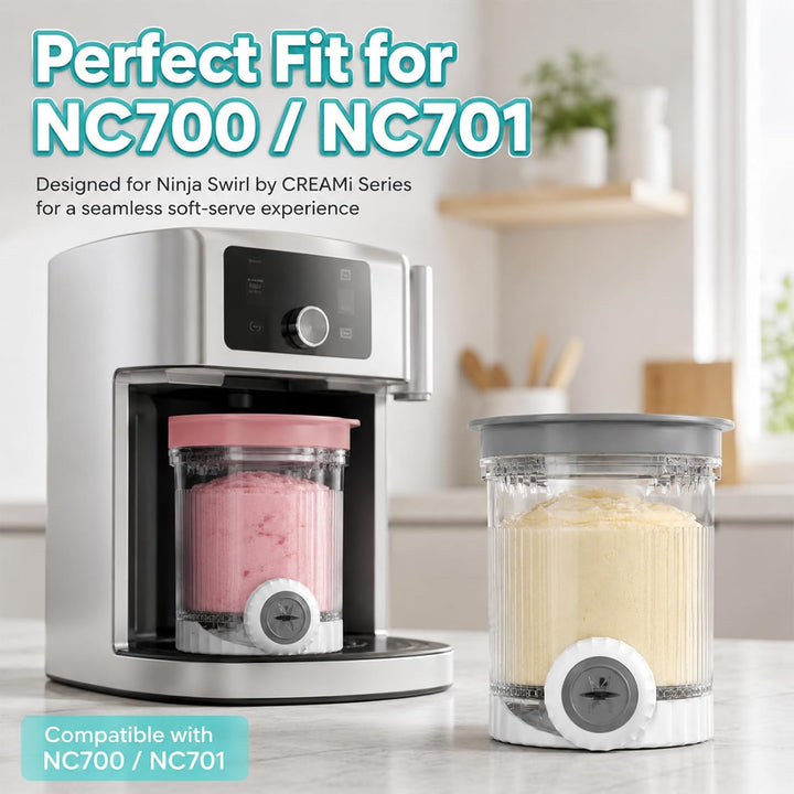 4 Stück Behälter Kompatibel mit Ninja Swirl by CREAMi NC700 NC701 Serie, 473ml Eisbehälter mit bunte
