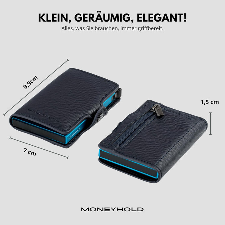 Moneyhold® Slim Wallet - Kartenetui Herren - Mini Geldbörse Herren auch mit Münzfach - Karten Portem