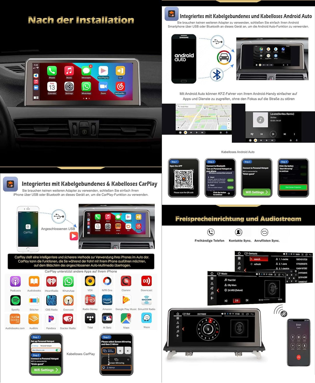 Erisin 10.25 Zoll 8-Kern 4GB RAM 64GB ROM Android 12 Autoradio Bluetooth mit GPS Navi für BMW X5 E70