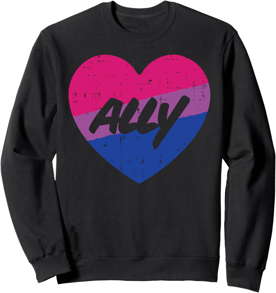 Ally Bisexual Color Heart Cute Bi Pride Flag LGBTQ Men Women Sweatshirt