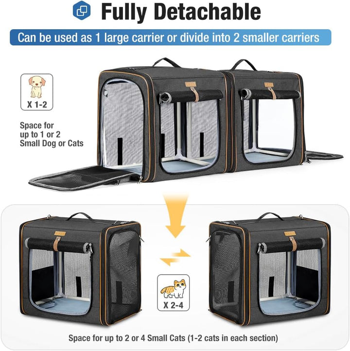 2-in-1 Hundebox Transportbox Katze für Mittelgrosses Haustier, Faltbare Katzentransportbox mit Stark