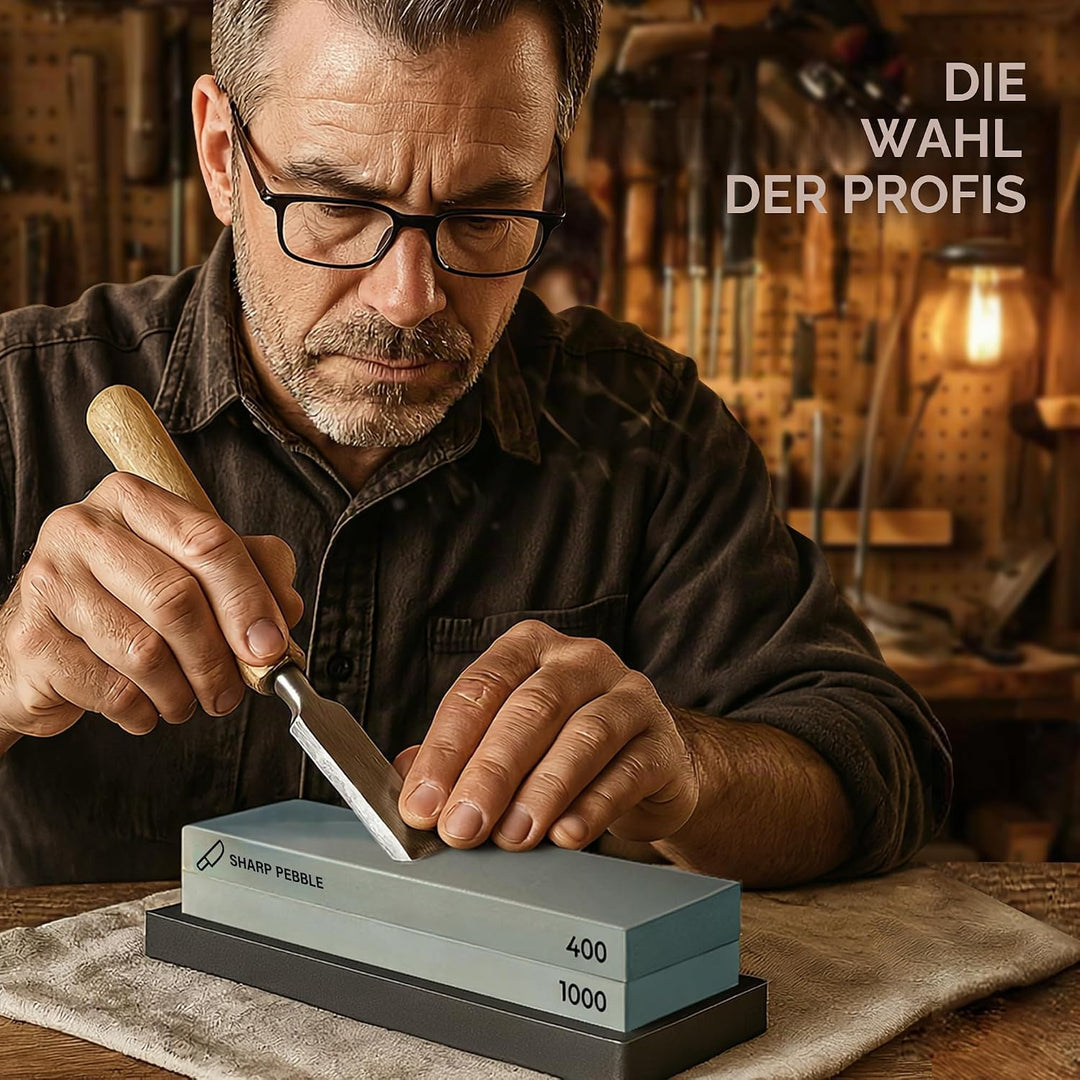 Prämie Wetzstein Messerschärfer 2 Seite Körnung 400/1000 - Wasserstein Schleifstein mit Rutschfeste