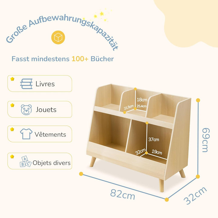 LUE BONA Kinderregal,Bücherregal Regal Aufbewahrungsregal für Kinder,Standregal 2 Stockwerk der Offe