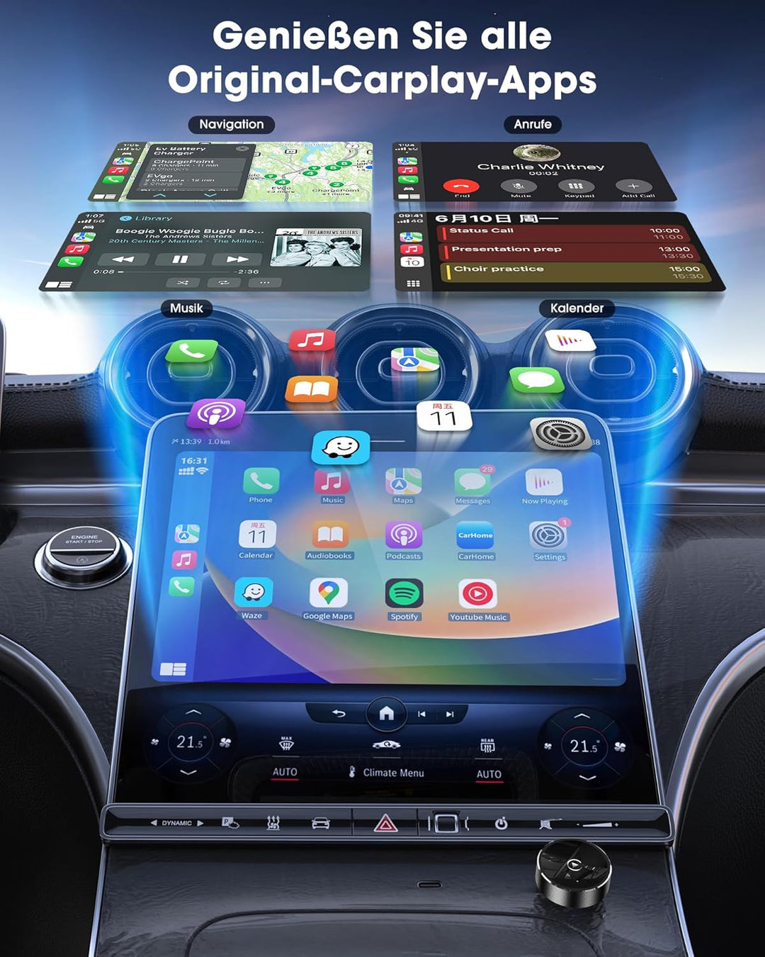 2025 Wireless CarPlay Adapter for iPhone, Converts Factory Wired to Wireless CarPlay Dongle for Cars