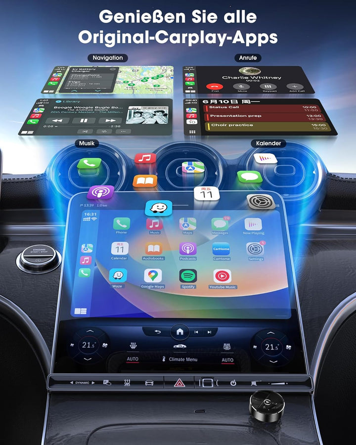 2025 Wireless CarPlay Adapter for iPhone, Converts Factory Wired to Wireless CarPlay Dongle for Cars