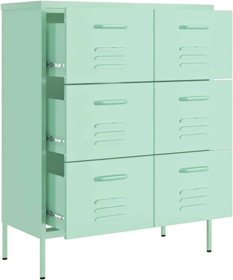 Gecheer Schubladenschrank, Kommode mit 6 Schubladen Sideboard Anrichte Mehrzweckschrank Metallschran