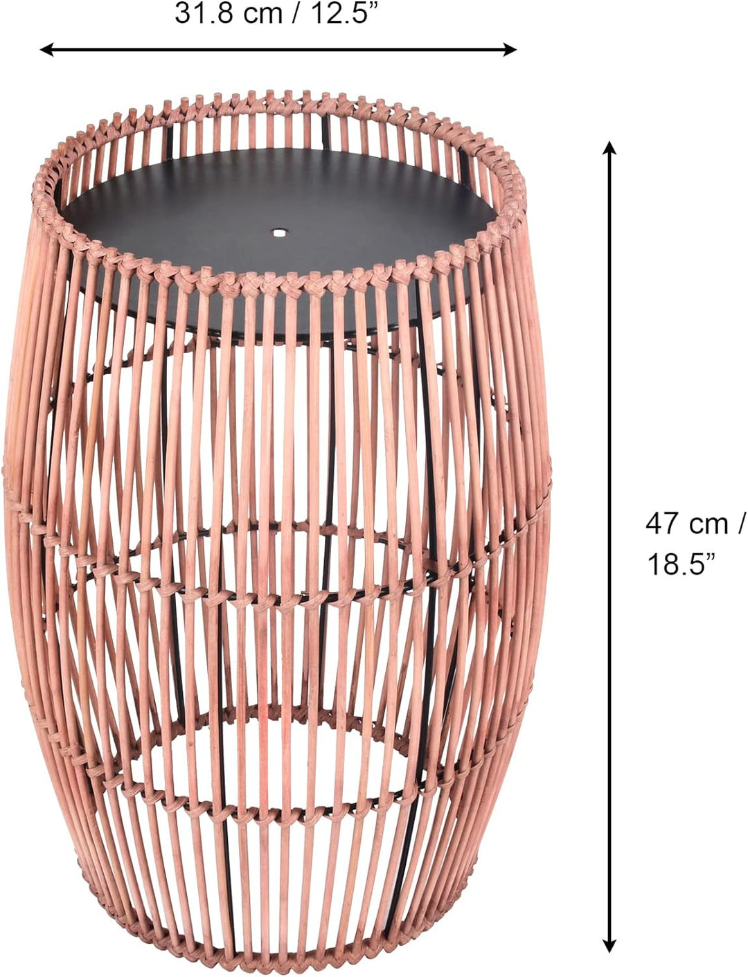 Teamson Home Gartenmöbel, Kleiner Runder Patio Beistelltisch Pflanzenständer aus Bambus Wicker mit M