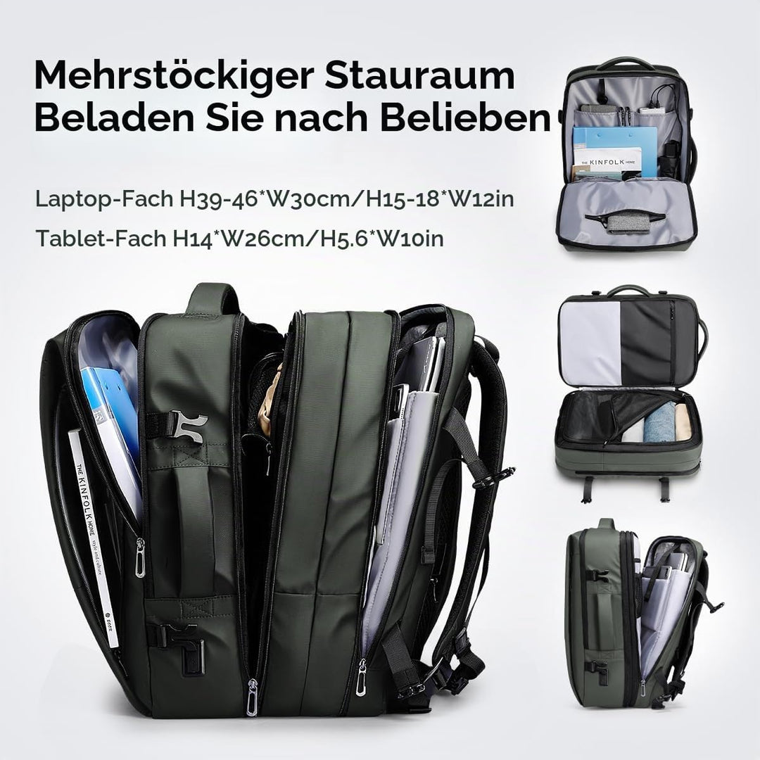 MARK RYDEN 30-45L Geschäftsreiserucksack, Erweiterte Umhängetasche, multifunktionaler Nass- und Troc
