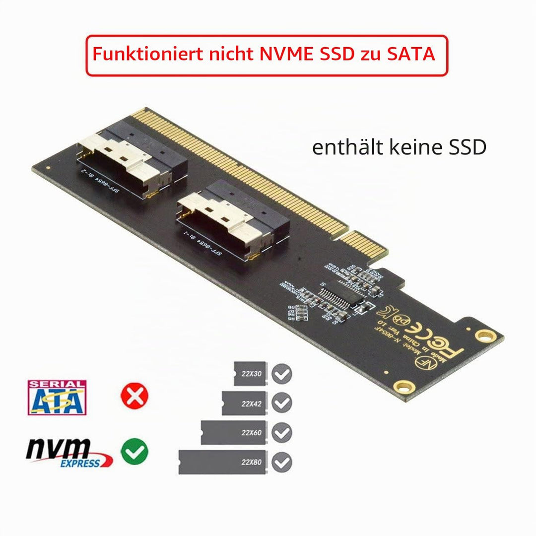 Cablecc Slimline Dual SFF-8654 8X 4 NVME auf PCIE Express 3.0 4.0 Raid Card VROC Raid0 Hyper Adapter