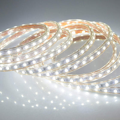 FOLGEMIR 10m Kalt Weiss LED Band, 220V 230V Lichtleiste, 60 Leds/m Strip, IP65 Lichtschlauch, milde