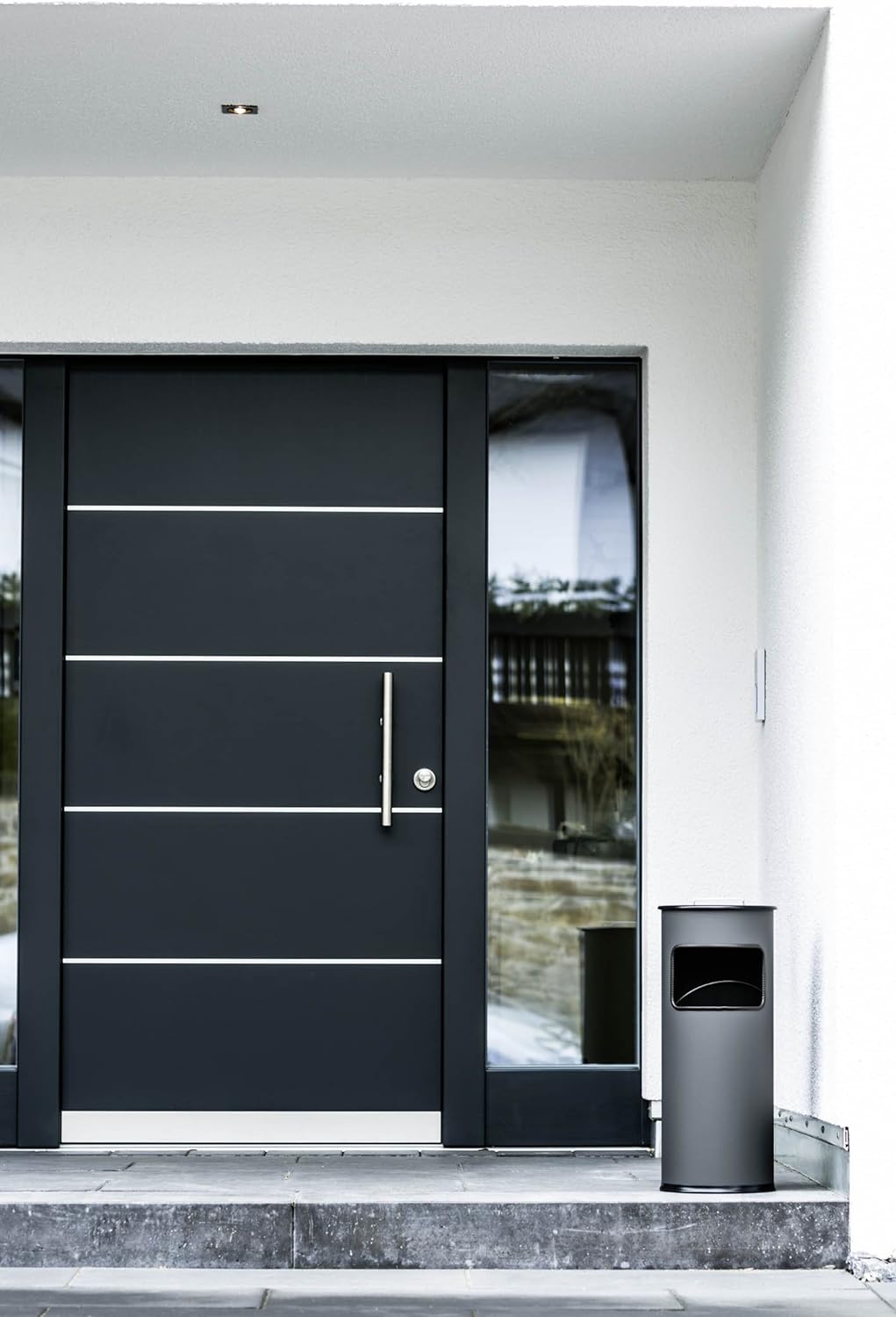 Durable Papierkorb Metall mit Ascher rund, anthrazit, 333058 anthrazit rund, anthrazit rund