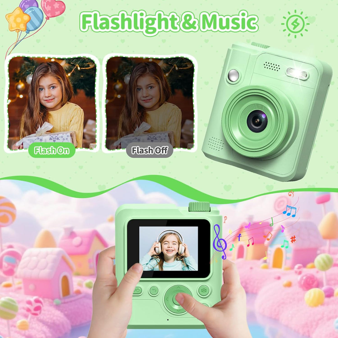 Gofunly Sofortbildkamera Kinder, 1080P HD Kinderkamera Sofortbildkamera mit 32GB Karte & DruckerPapi