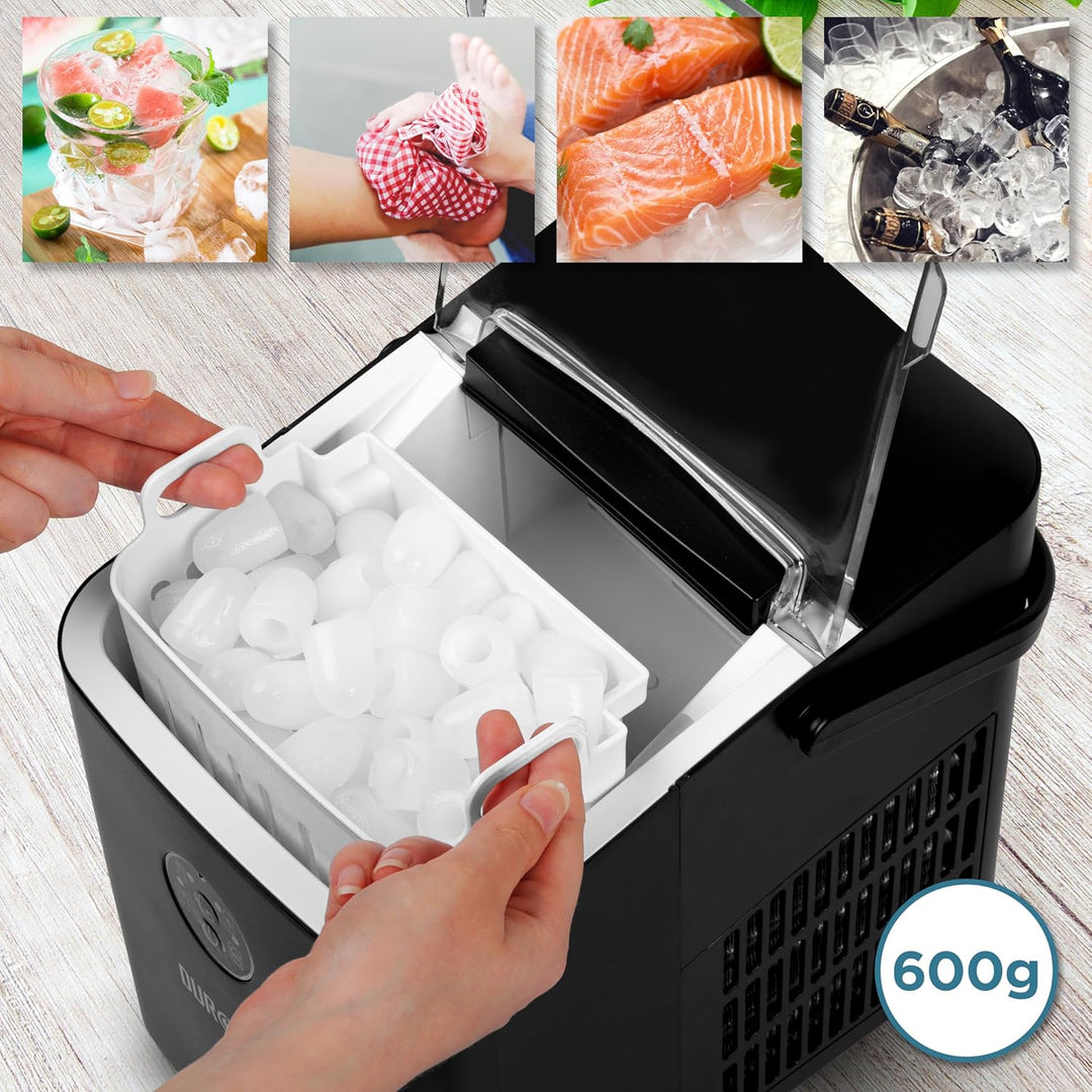 Duronic ICM12 BK Automatische Eiswürfelmaschine | 8 Eiswürfel in 6-8 min | 1 L Wassertank | Bis zu 1