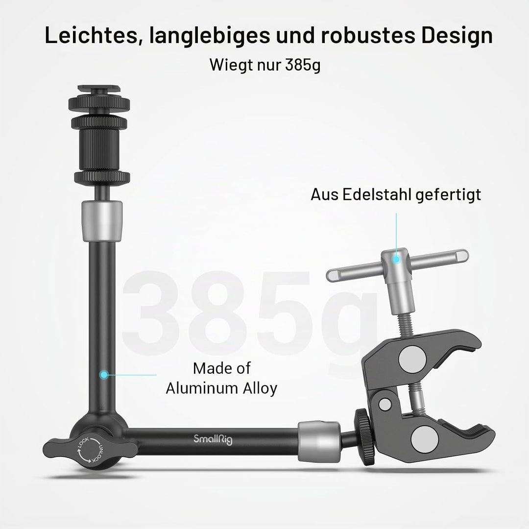 SMALLRIG Super Clamp und Magic Arm (11") mit Kaltschuhhalterung für Monitor, LED-Licht, Mikrofon - 3